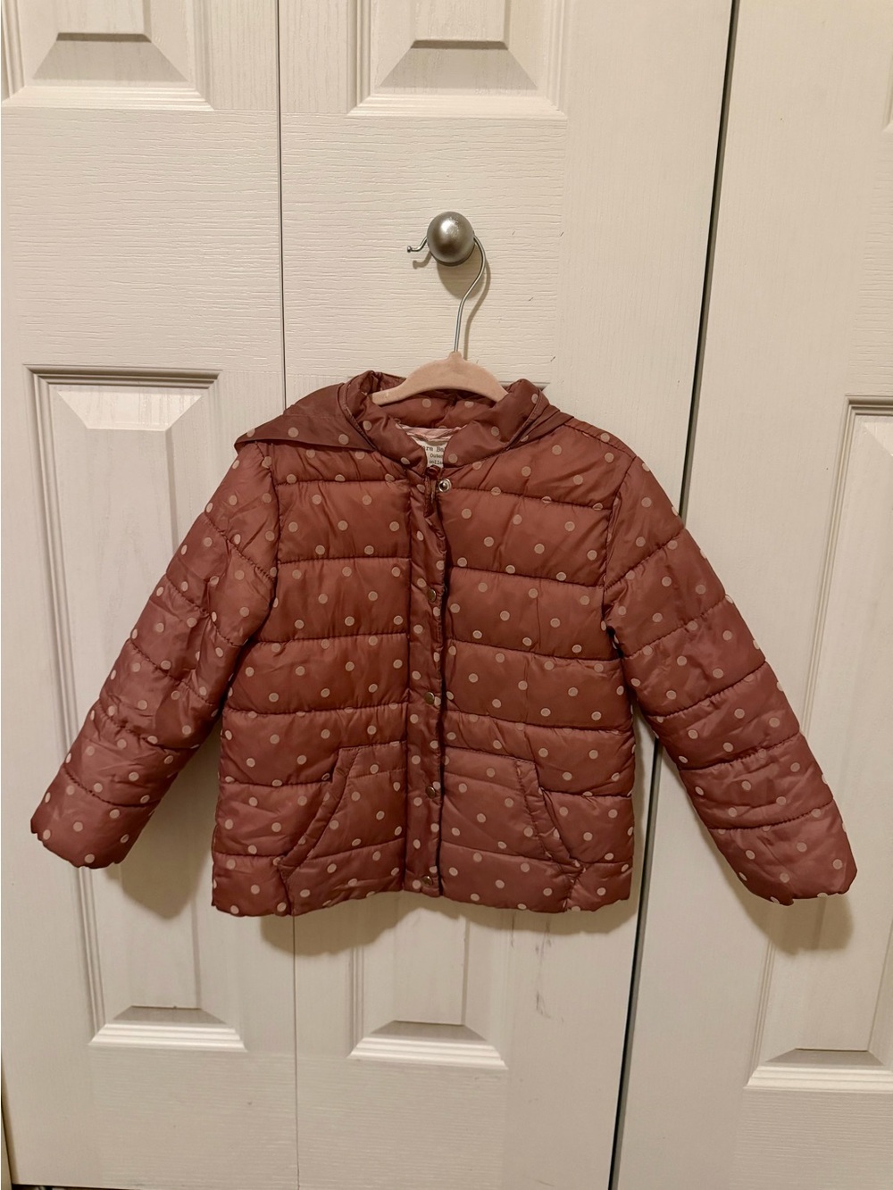 Zara Girls Mauve Dot Quilted Puffer Jacket